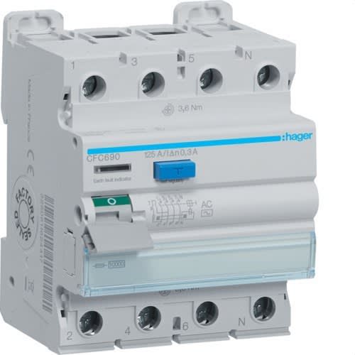 HAGER - HAGCFC690 INT DIFF ACC 3P+N 300MA 125A AC 4M