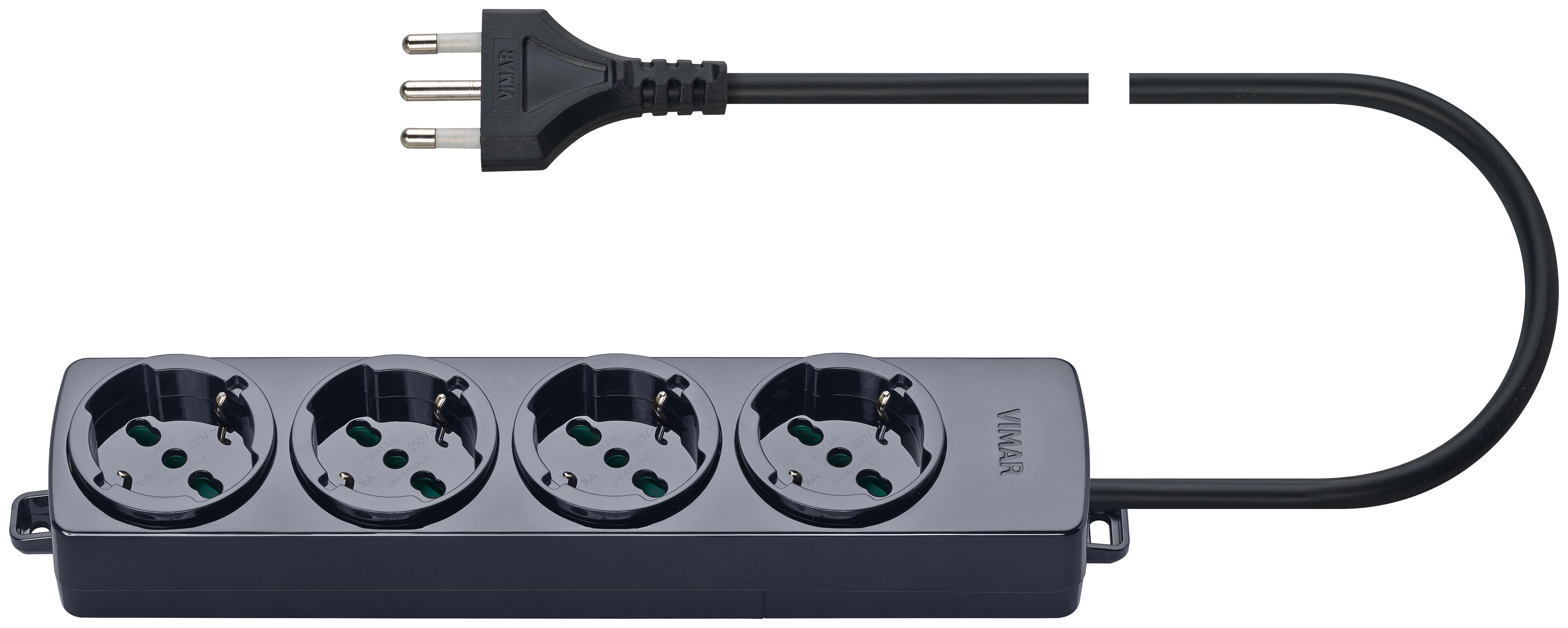 VIMAR SPA - VIW01292.CC PRESA MULTIPLA 4 UNIVERSALE+CAVO NERO