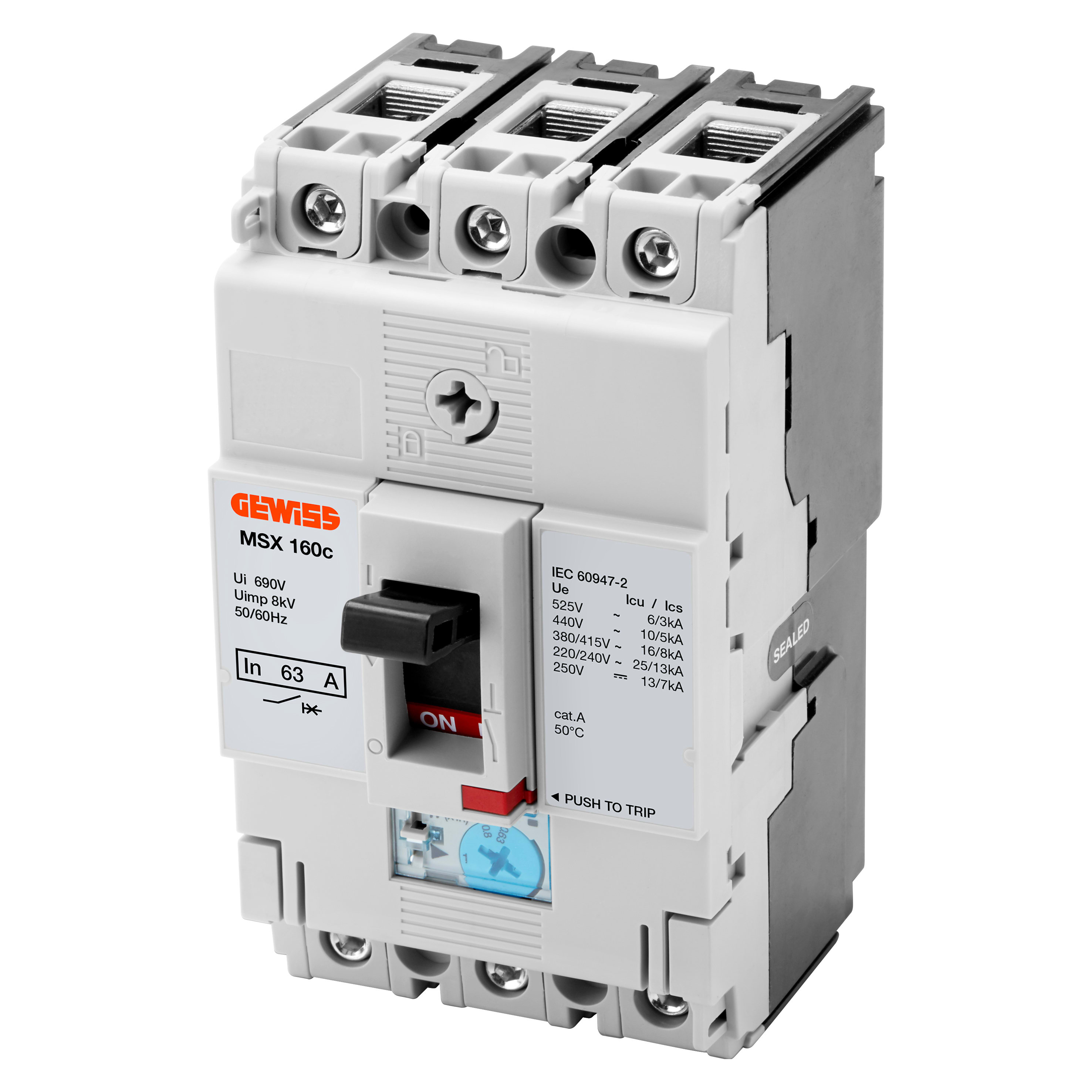 GEWISS - GEWGWD9042 MSX 160c - INTERRUTTORE MAGNETOTERMICO SCATOLATO COMPATTO - TERMICA REGOLABILE - MAGNETICA FISSA - 25KA 3P 40A 525V