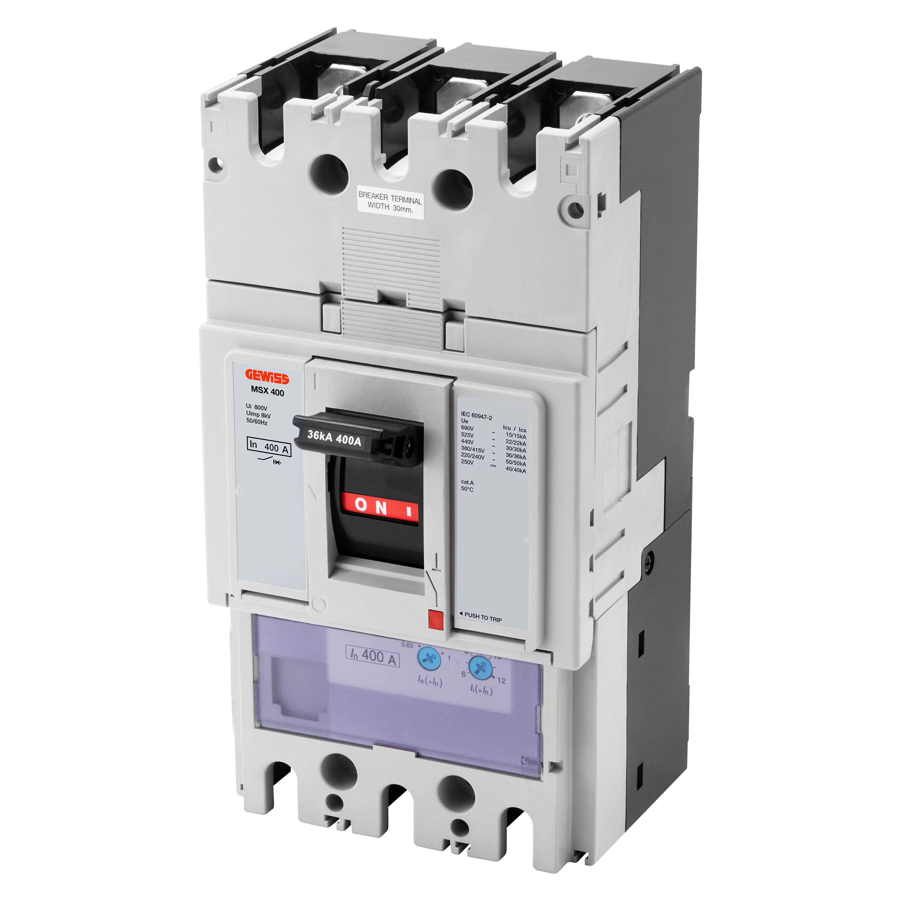 GEWISS - GEWGWD9263 MSXD 125 - INTERRUTTORE MAGNETOTERMICO DIFFERENZIALE SCATOLATO - TERMICA REGOLABILE - MAGNETICA FISSA - DIFFERENZIALE REGOLABILE - 36KA 3P 50A 525V
