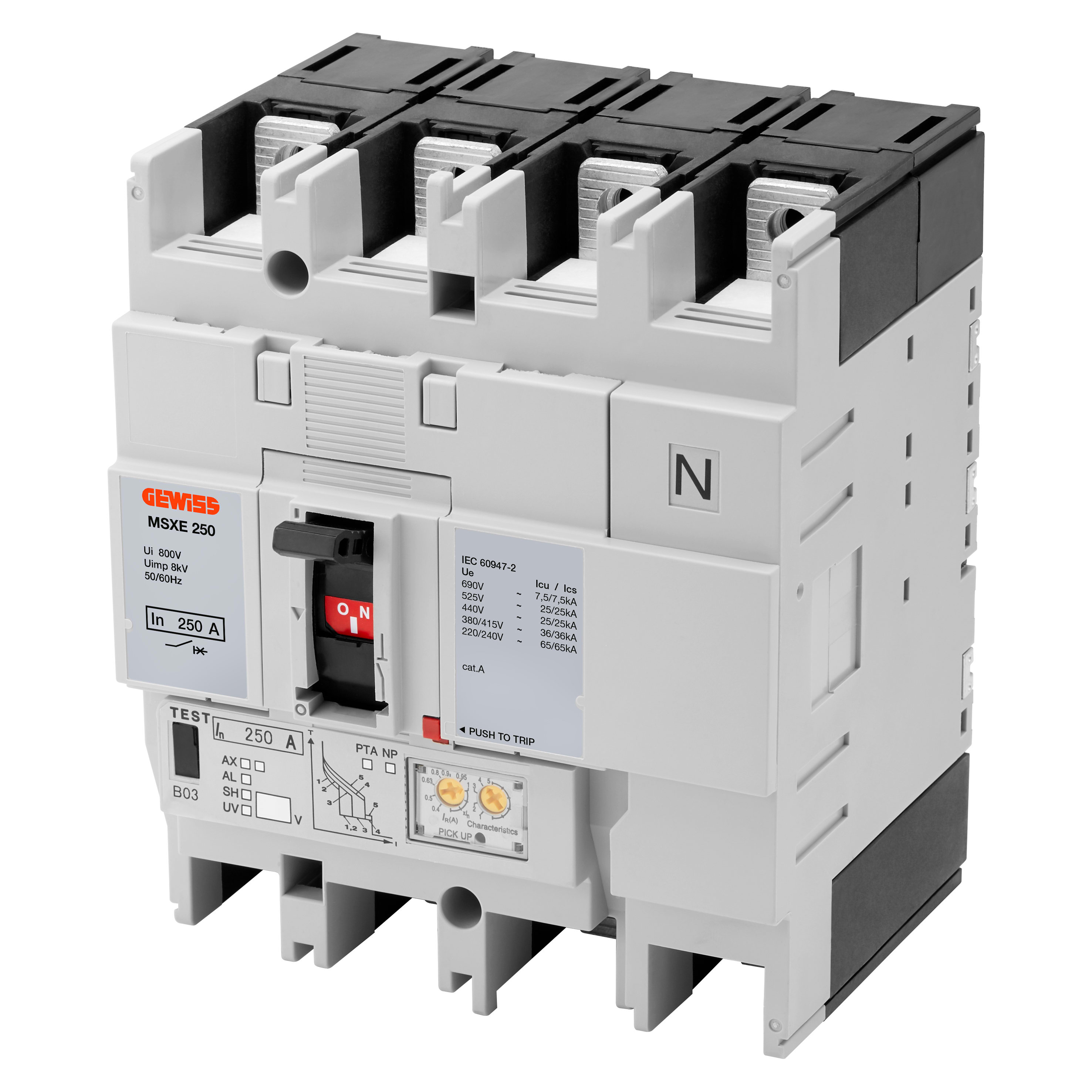 GEWISS - GEWGWD9528 MSXE 250 4P 250A 125kA LSI Term.FC