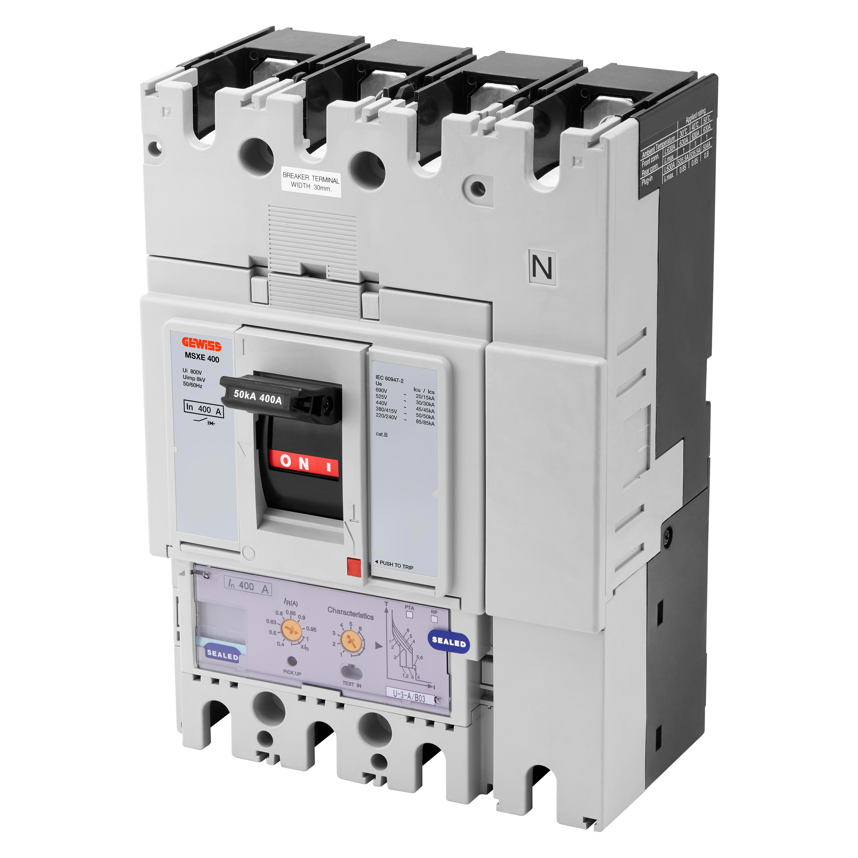 GEWISS - GEWGWD9533 MSXE 400 - INTERRUTTORE CON SGANCIATORE ELETTRONICO SCATOLATO - LSI - 85KA 4P 400A 690V