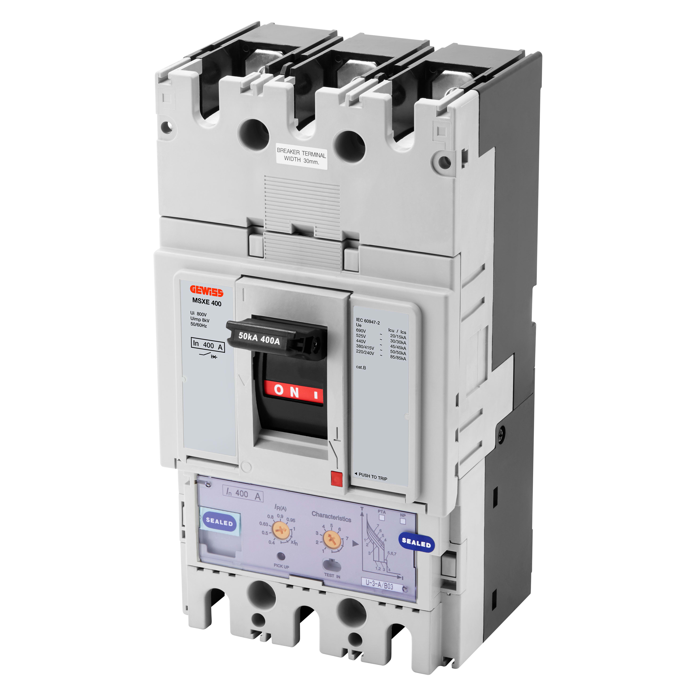 GEWISS - GEWGWD9375 MSXE 400 - INTERRUTTORE CON SGANCIATORE ELETTRONICO SCATOLATO - LSI - 50KA 3P 400A 690V