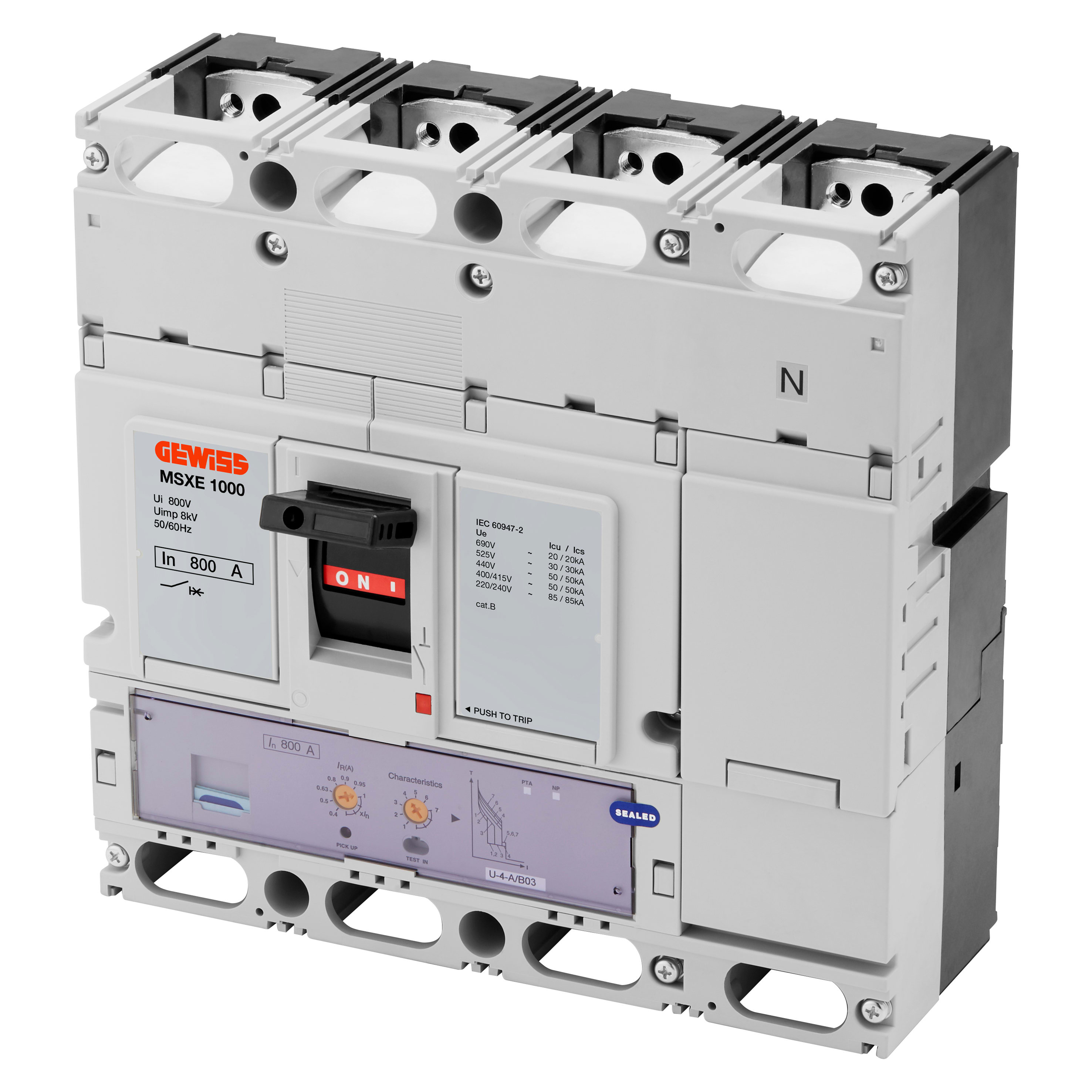 GEWISS - GEWGWD9404 MSXE 1000 4P 800A 50kA LSIG Term.FC