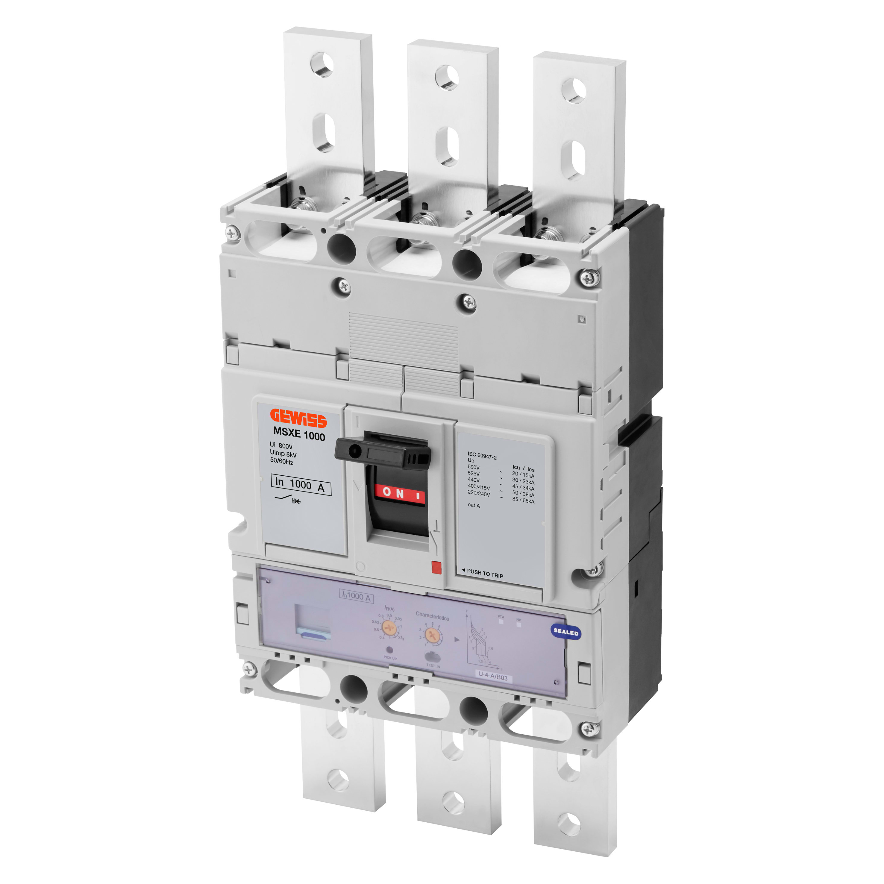 GEWISS - GEWGWD9565 MSXE 1000 - INTERRUTTORE CON SGANCIATORE ELETTRONICO SCATOLATO - LSI - 70KA 3P 1000A 690V