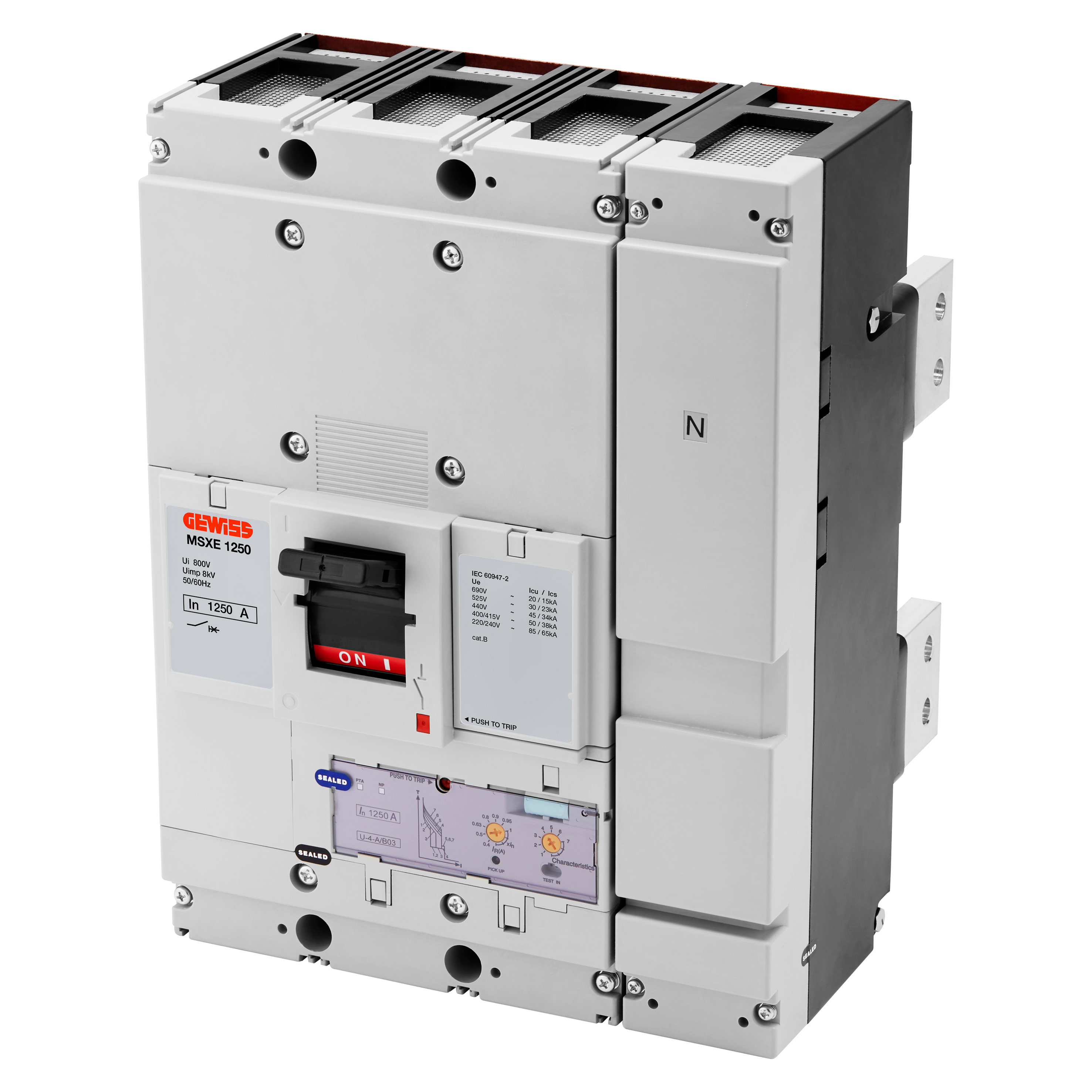 GEWISS - GEWGWD9588 MSXE 1250 - INTERRUTTORE CON SGANCIATORE ELETTRONICO SCATOLATO - LSIG - TERMINALI POSTERIORI - 70KA 4P 1250A 690V