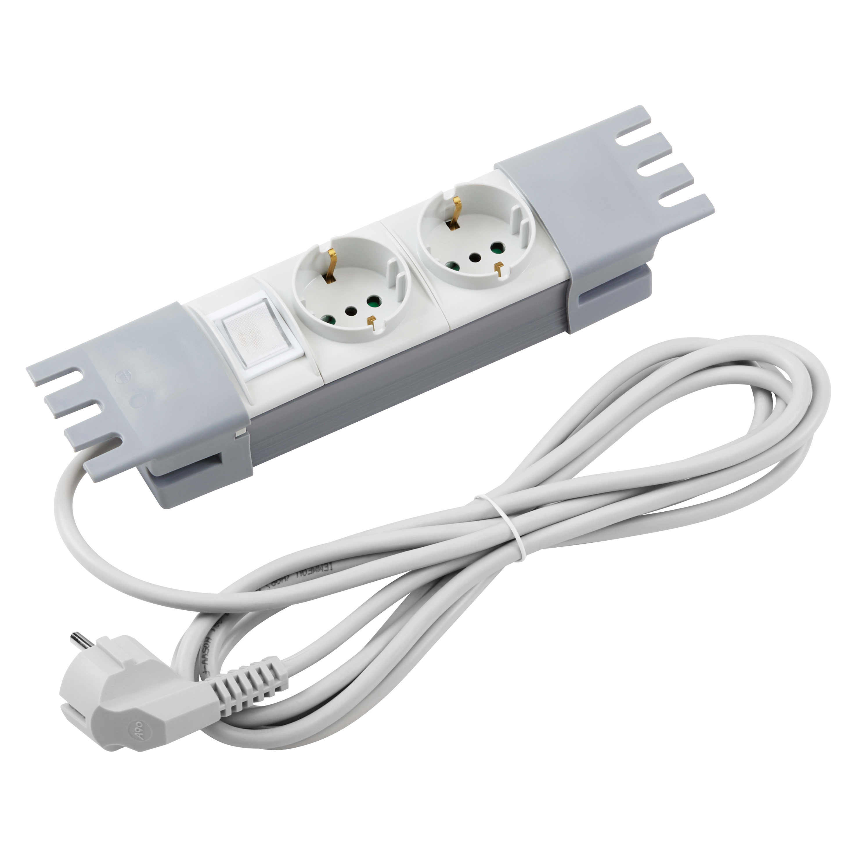 GEWISS - GEWGW38446 PANNELLO DI ALIMENTAZIONE 10" - 2 PRESE 2P+T 16A P30 STANDARD ITALIANO/TEDESCO - INTERRUTTORE BIPOLARE LUMINOSO - 1,5U GRIGIO