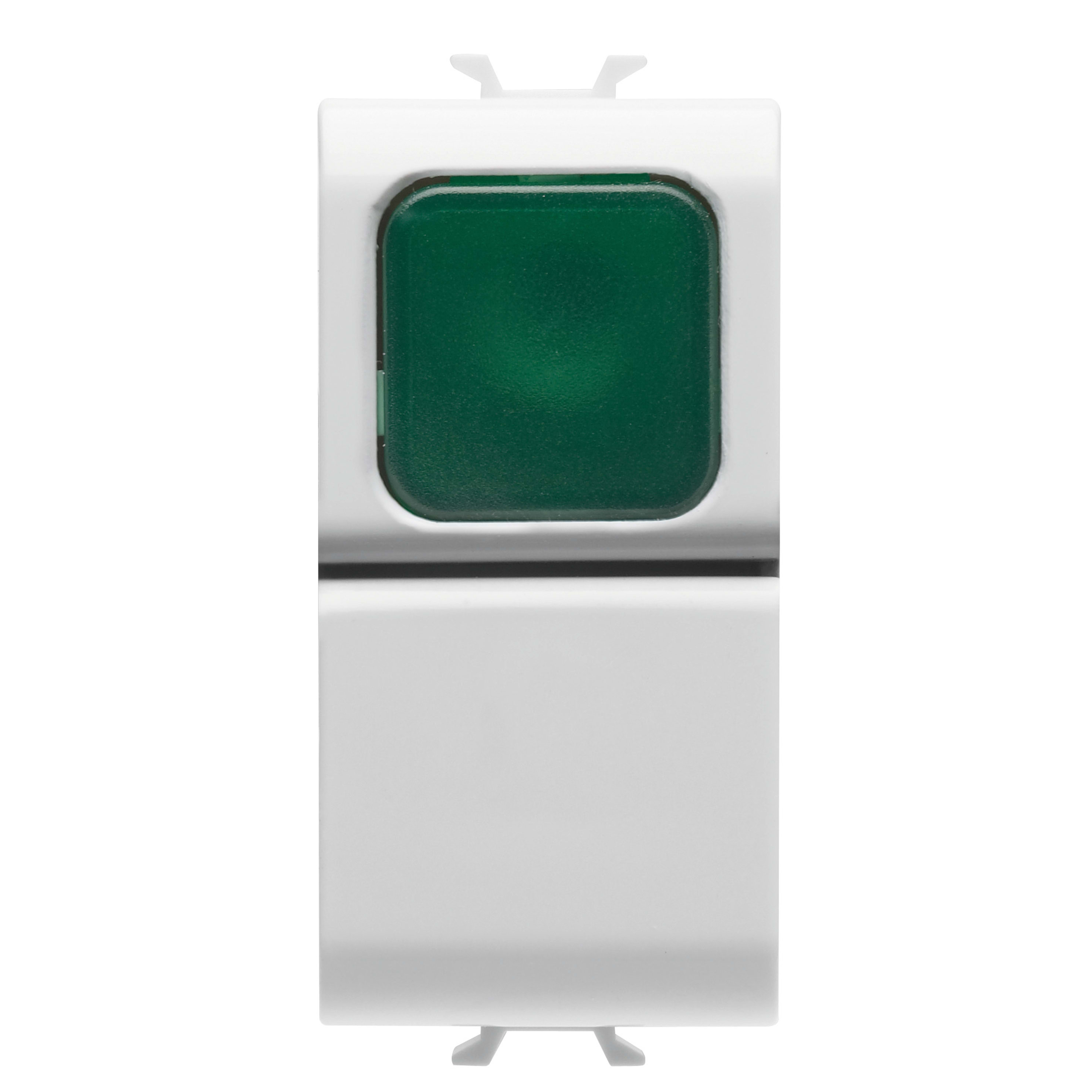 GEWISS - GEWGW15142 PULSANTE UNIPOLARE 250V ac - NA 16A - DIFFUSORE VERDE - 1 MODULO - BIANCO SATINATO - CHORUSMART