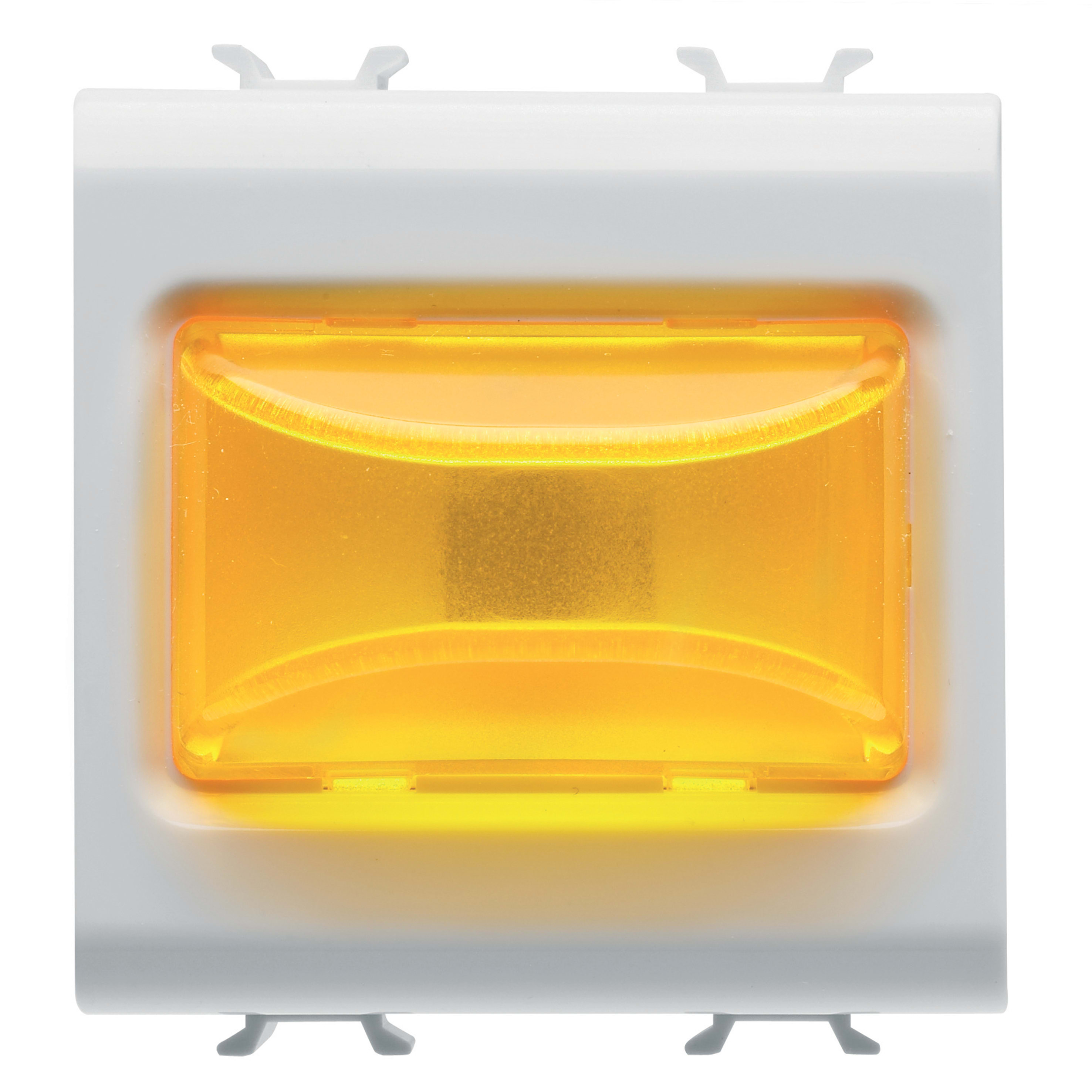 GEWISS - GEWGW15634 SPIA SPORGENTE - 12V ac/dc / 230V ac 50/60 Hz - AMBRA - 2 MODULI - BIANCO SATINATO - CHORUSMART