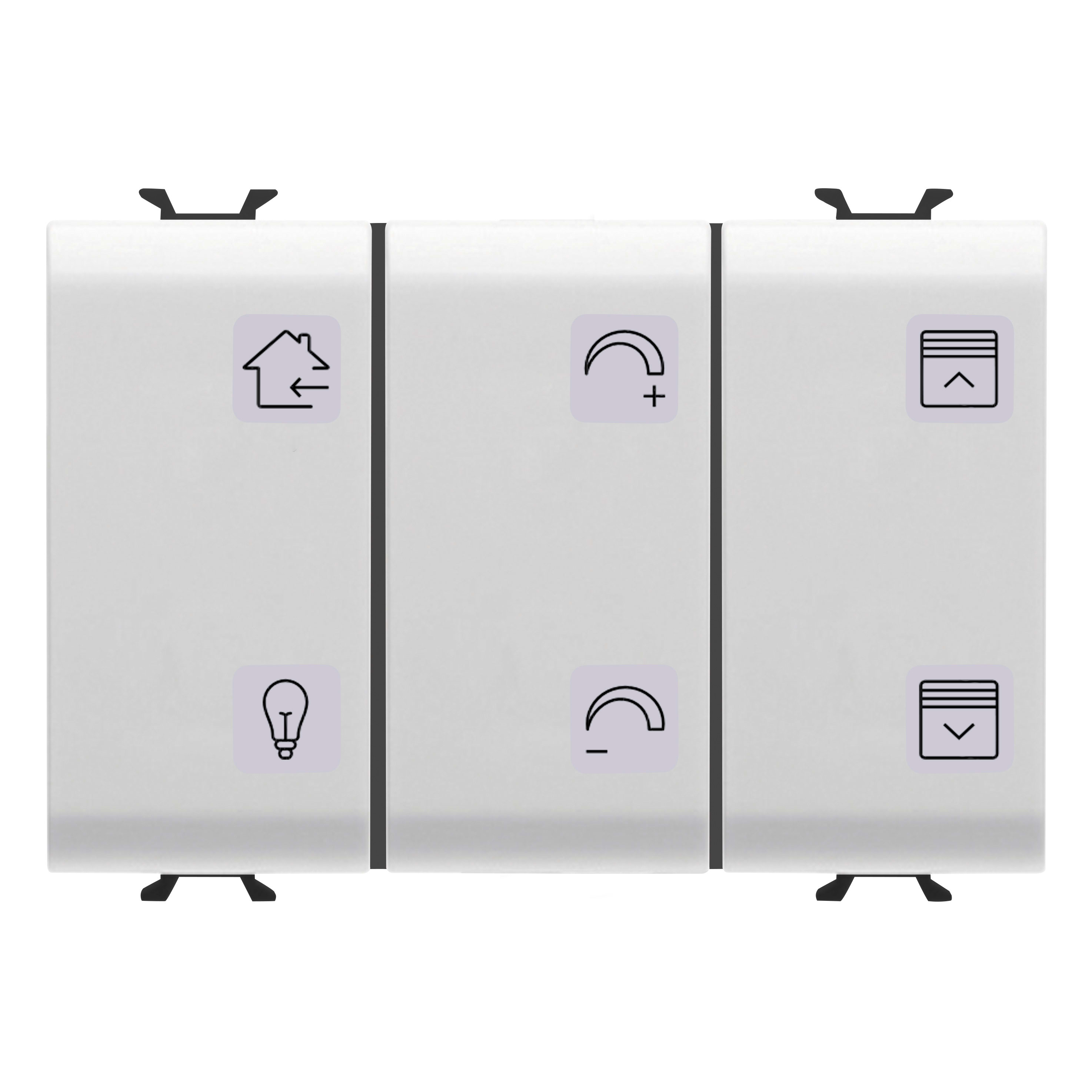 GEWISS - GEWGW15783A PULSANTIERA CON SIMBOLI INTERCAMBIABILI - KNX - 6 CANALI - 3 MODULI - BIANCO SATINATO - CHORUSMART