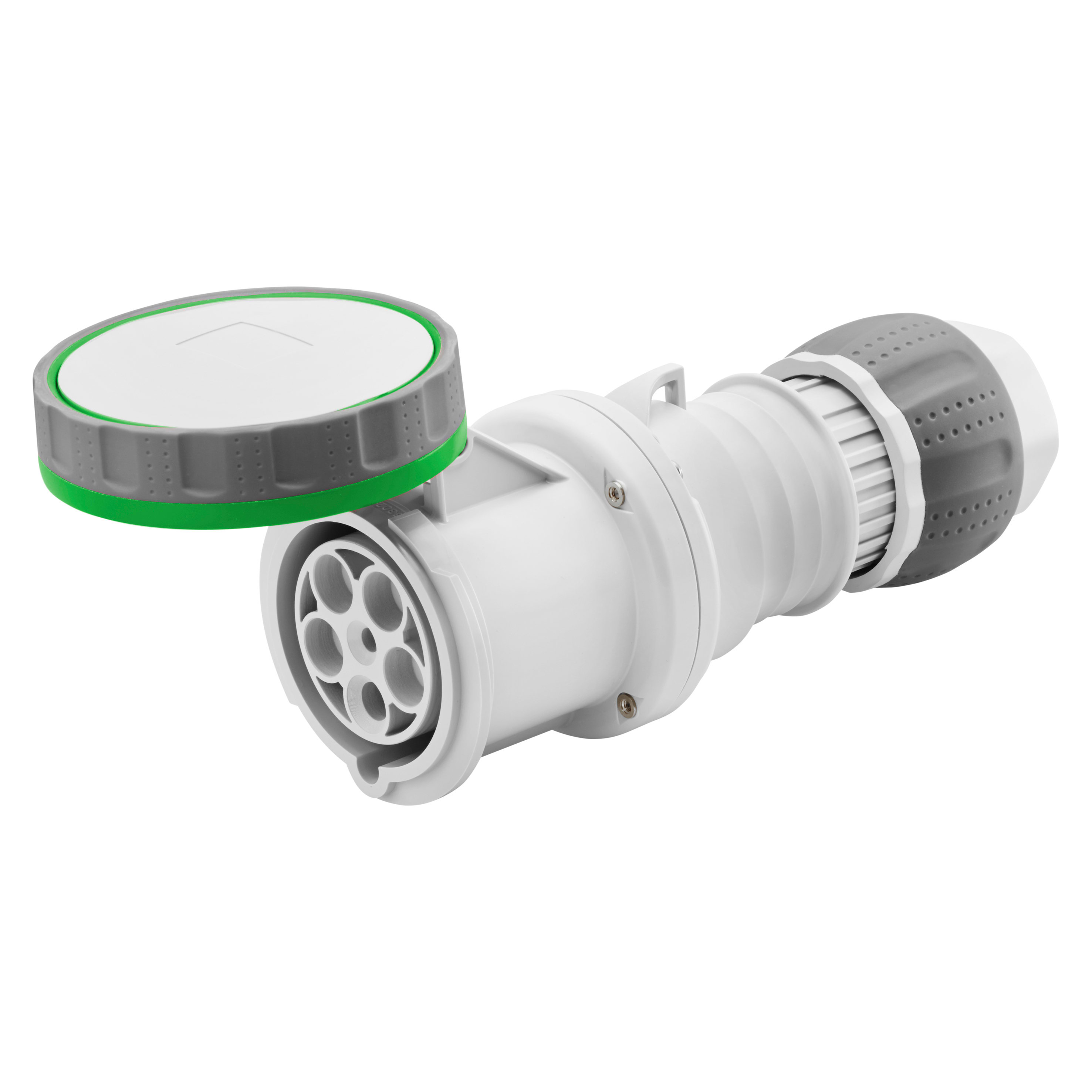 GEWISS - GEWGW63062H PRESA MOBILE DIRITTA HP - IP66/IP67/IP68/IP69 - 2P+T 63A >50V >300-500HZ - VERDE - 2H - CABLAGGIO A MANTELLO