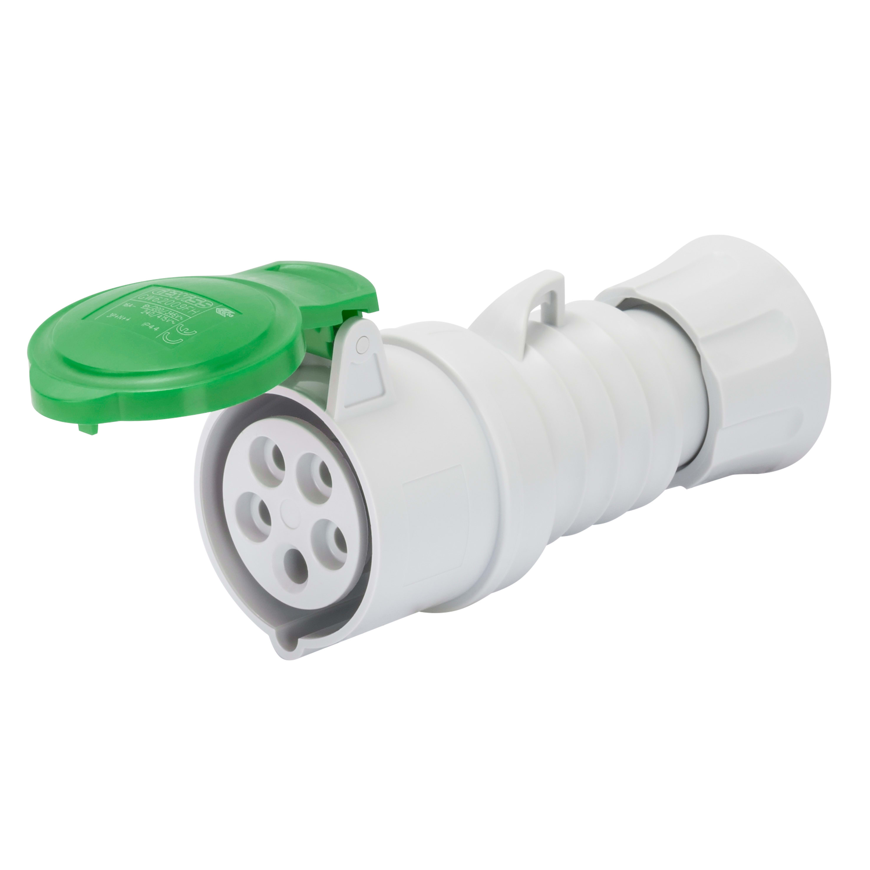 GEWISS - GEWGW62724H PRESA MOBILE DIRITTA HP - IP44/IP54 - 2P+T 32A >50V >300-500HZ - VERDE - 2H - CABLAGGIO A VITE