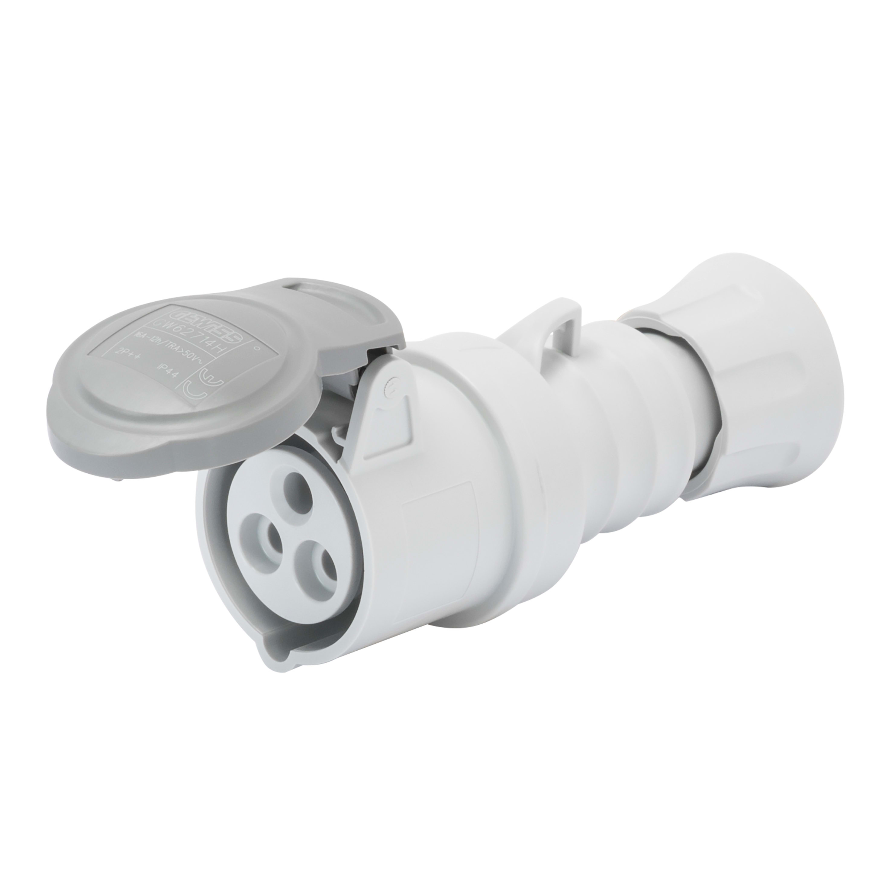 GEWISS - GEWGW62734H PRESA MOBILE DIRITTA HP - IP44/IP54 - 2P+T 32A >250V c.c. - GRIGIO - 8H - CABLAGGIO A VITE