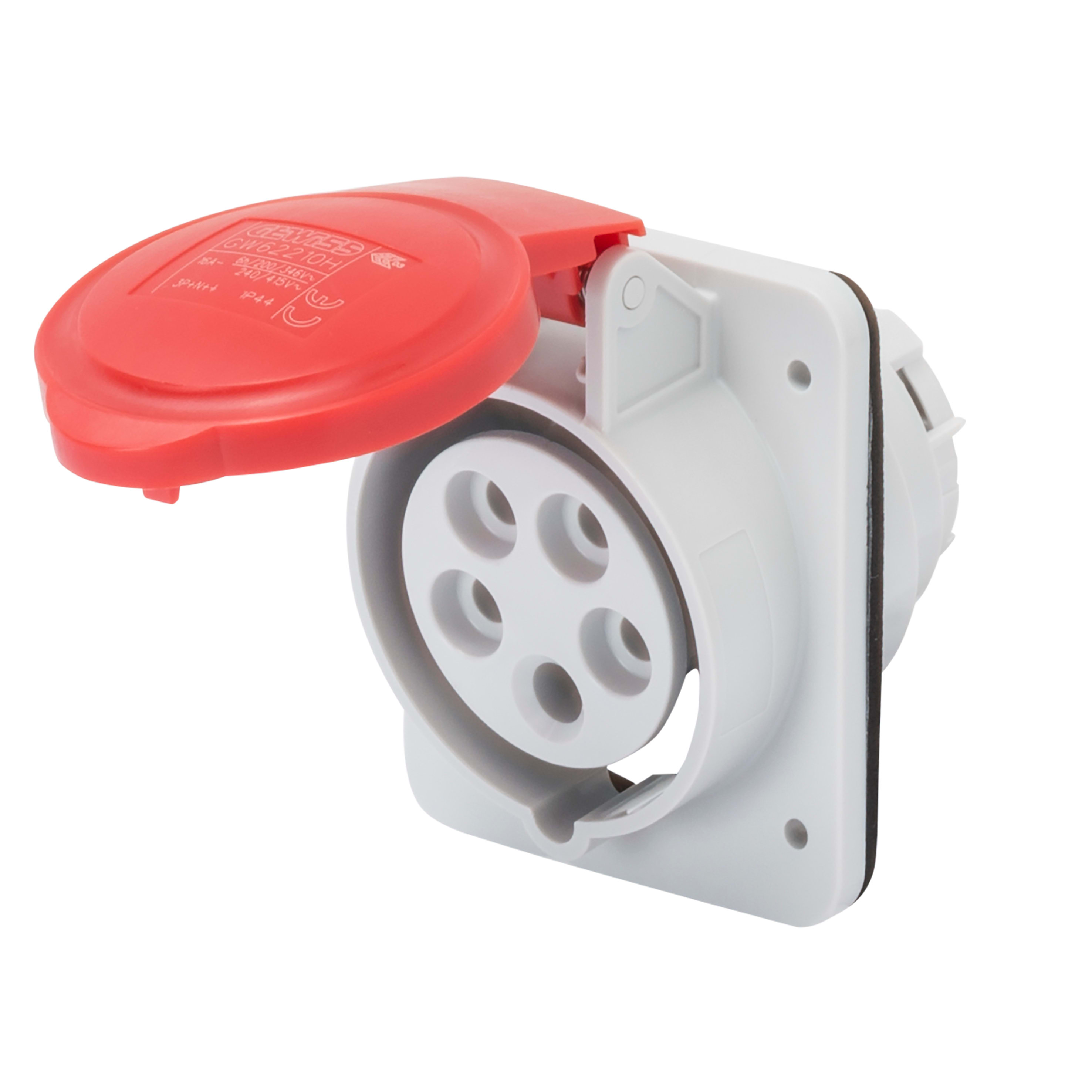 GEWISS - GEWGW62828H PRESA FISSA DA INCASSO A 10° HP - IP44/IP54 - 3P+N+T 32A 440-460V 60HZ - ROSSO - 11H - CABLAGGIO A VITE