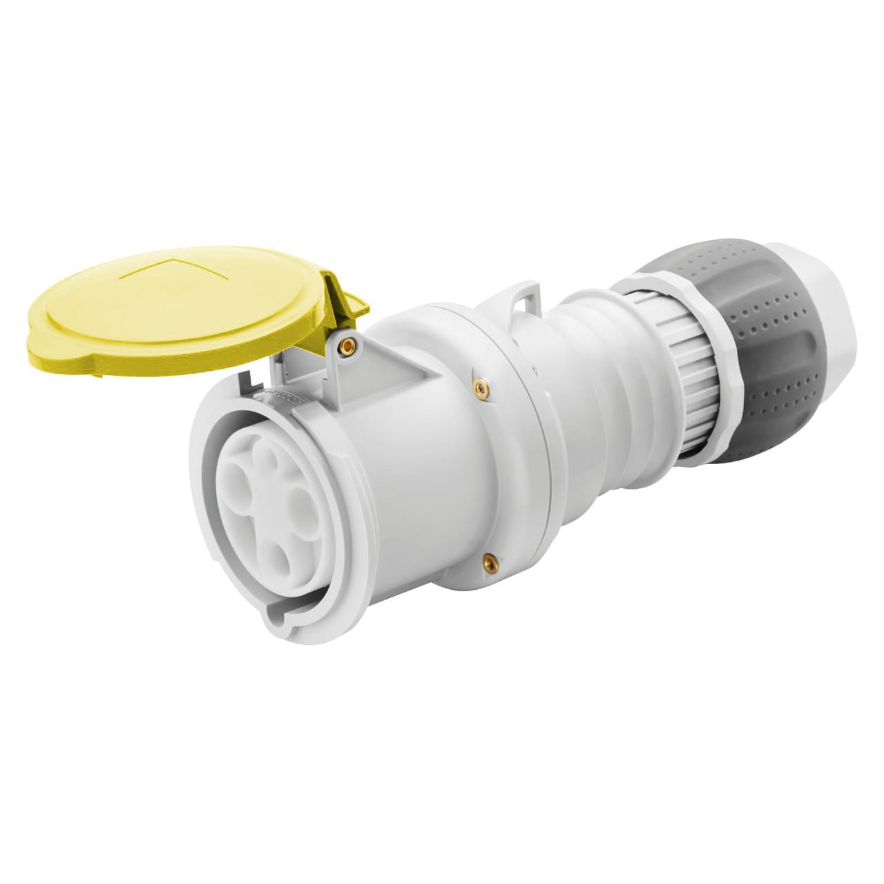 GEWISS - GEWGW63015H PRESA MOBILE DIRITTA HP - IP44/IP54 - 3P+N+T 63A 100-130V 50/60HZ - GIALLO - 4H - CABLAGGIO A MANTELLO