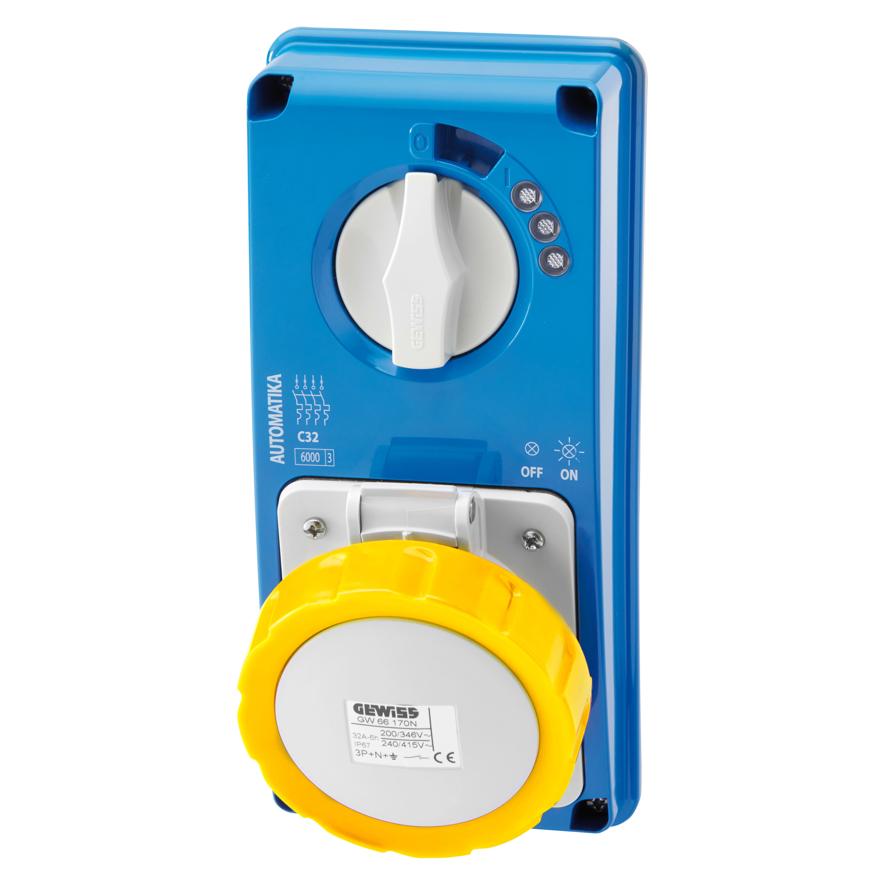 GEWISS - GEWGW66164N PR.BL IP67 S.F.3P+N+T 32A 110V 4H MT60C