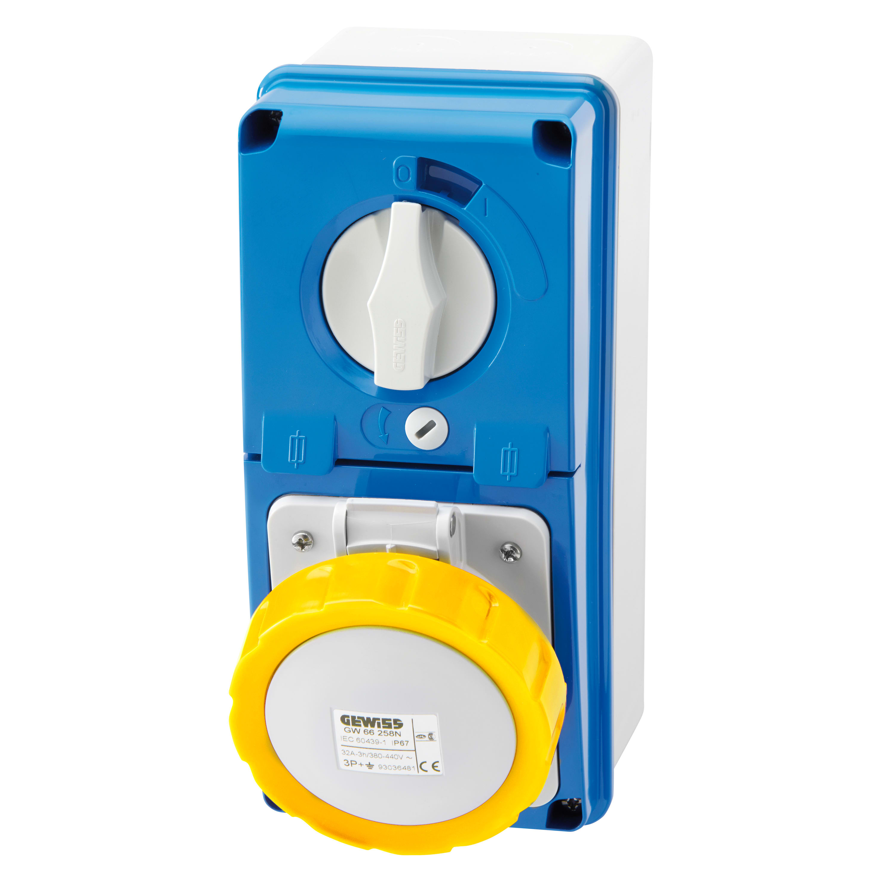 GEWISS - GEWGW66235N PRESA FISSA INTERBLOCCATA VERTICALE - CON FONDO - CON BASE PORTAFUSIBILI - 3P+T 32A 100-130V - 50/60HZ 4H - IP67