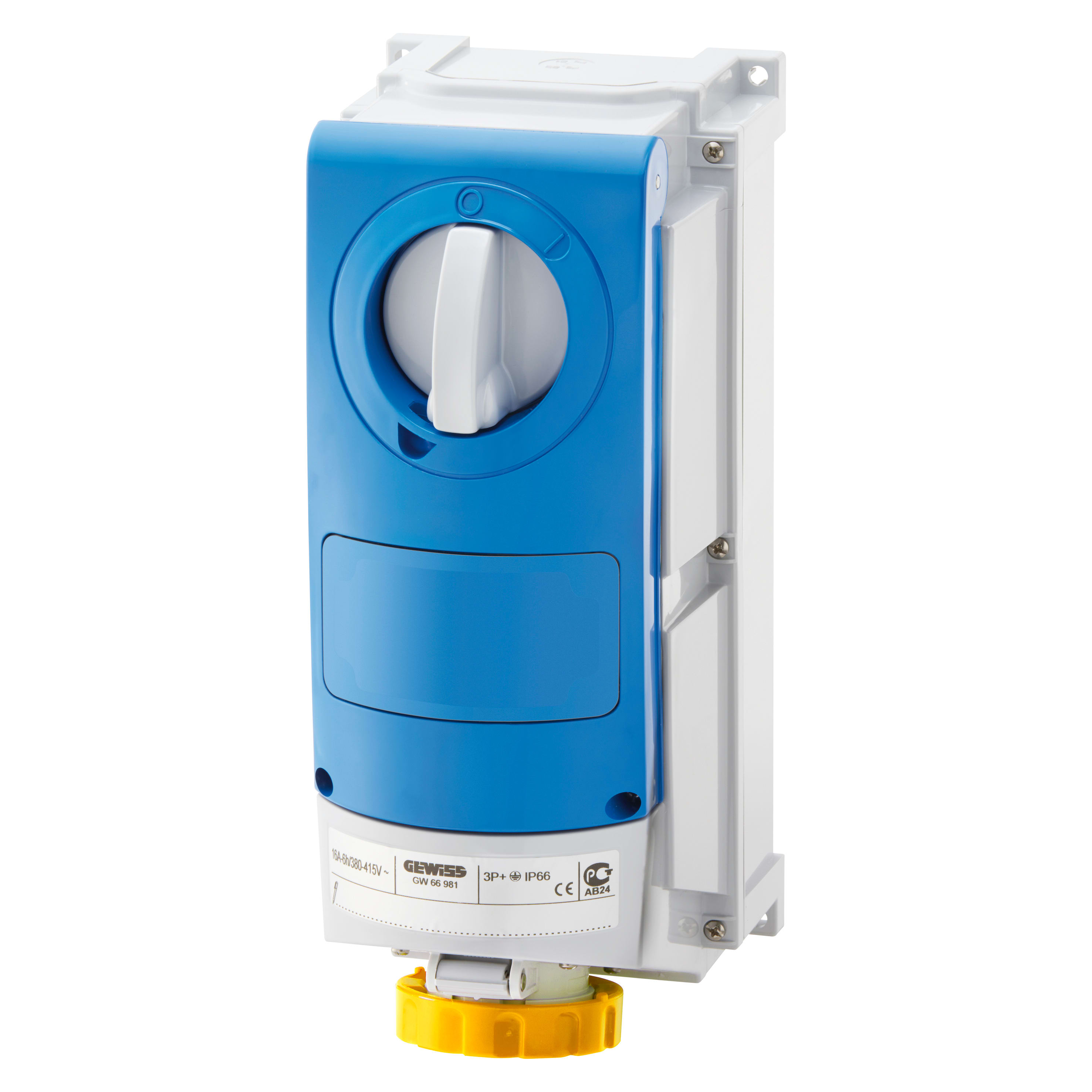 GEWISS - GEWGW66512 PRESA FISSA INTERBLOCCATA VERTICALE - CON FONDO - SENZA BASE PORTAFUSIBILI - IMPIEGHI GRAVOSI - 2P+T 32A 100 - 130V - 50/60HZ 4H - IP66