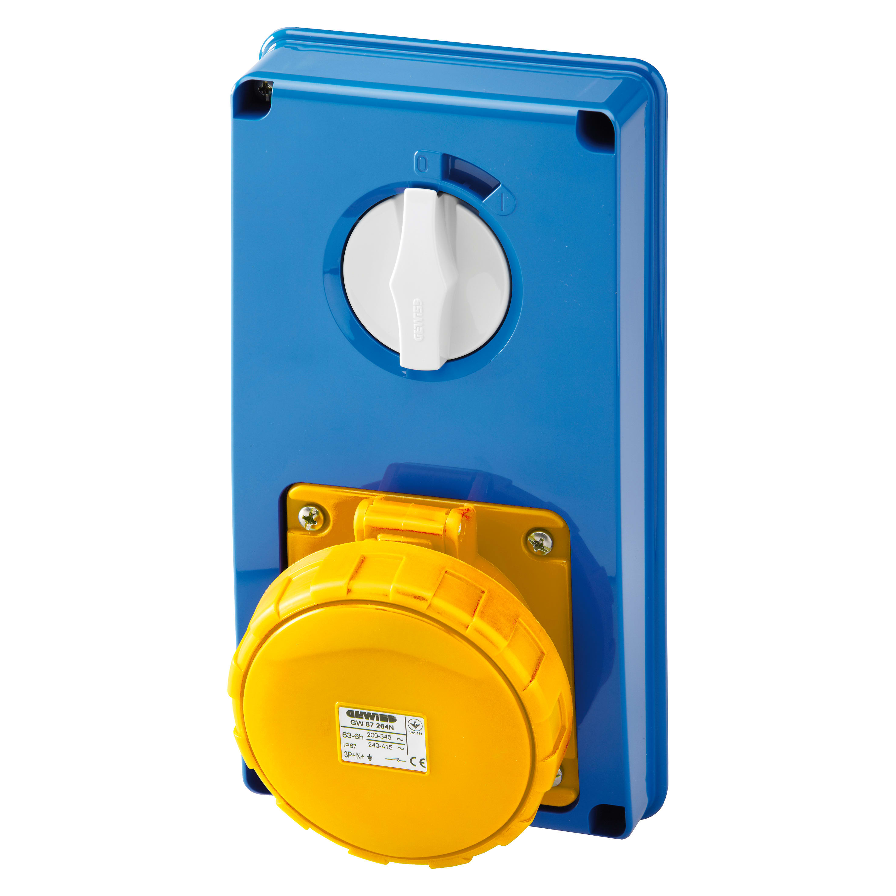 GEWISS - GEWGW67358N PRESA FISSA INTERBLOCCATA VERTICALE - SENZA FONDO - SENZA BASE PORTAFUSIBILI - 3P+N+T 63A 100-130V - 50/60HZ 4H - IP67