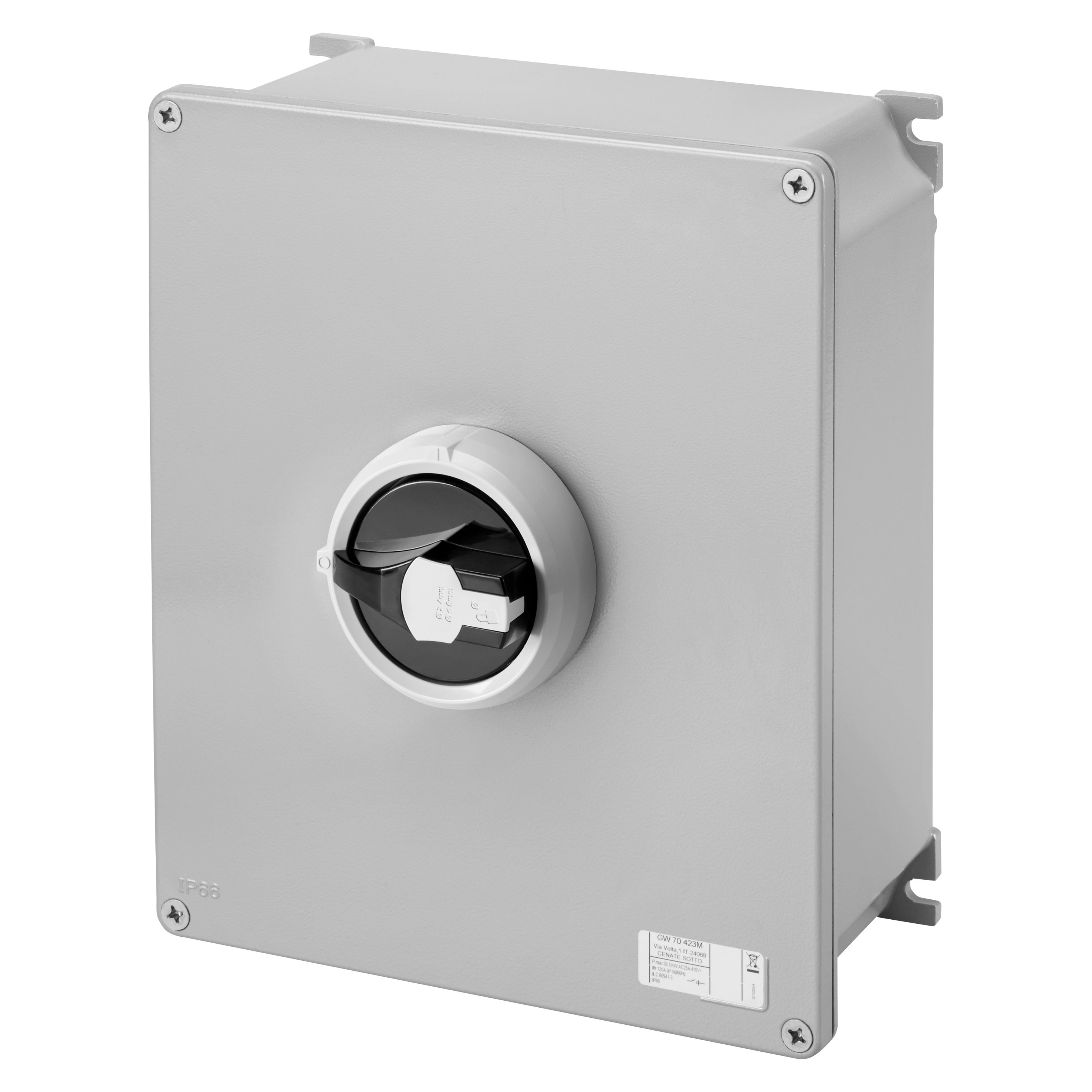 GEWISS - GEWGW70421NM INTERRUTTORE SEZIONATORE ROTATIVO - HP - DA PARETE - COMANDO - CASSETTA IN METALLO - 100A 3P+N - MANOPOLA NERA LUCCHETTABILE - IP66