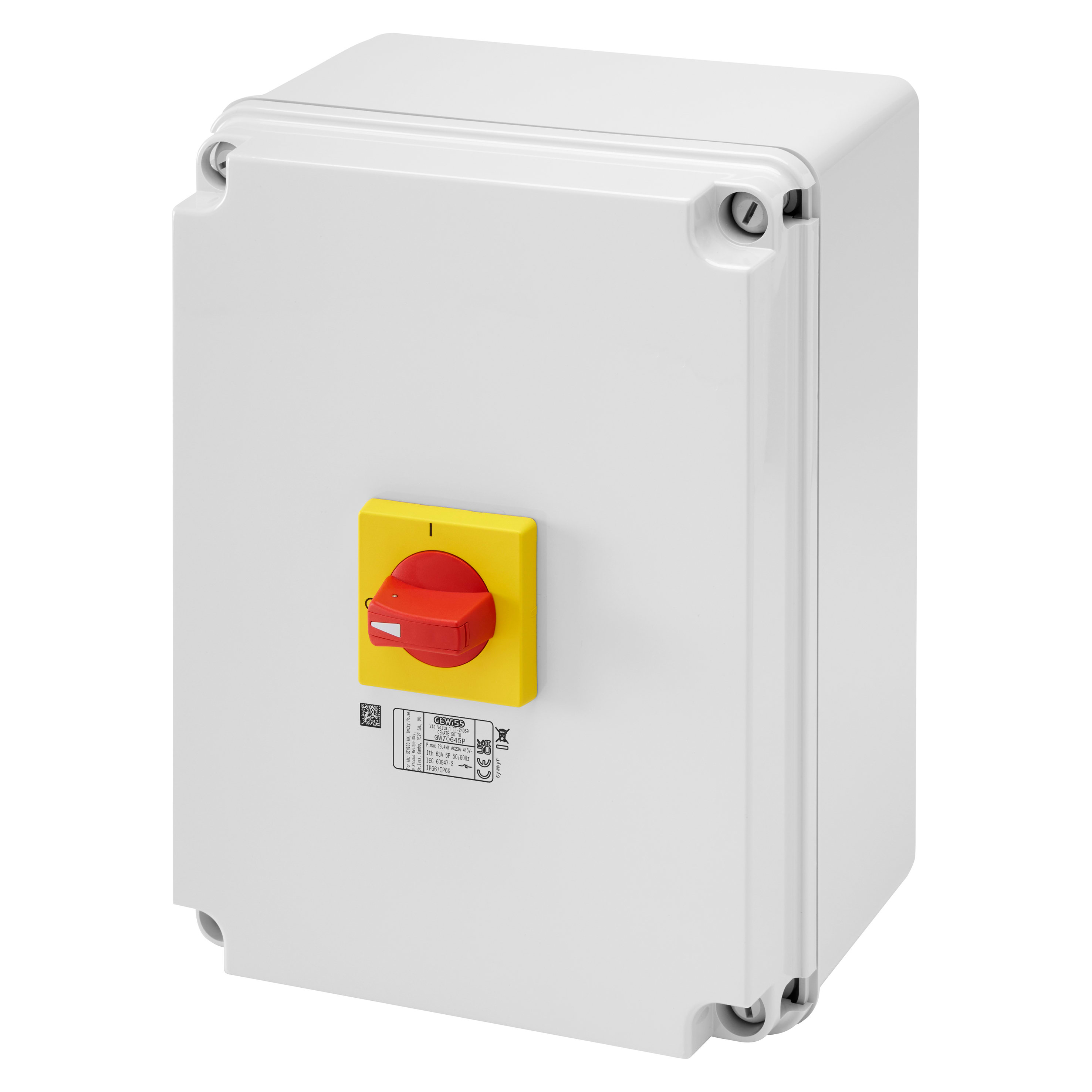 GEWISS - GEWGW70647P INTERRUTTORE SEZIONATORE ROTATIVO - HP - EMERGENZA - CASSETTA IN MATERIALE ISOLANTE - 100A 6P - MANOPOLA ROSSA LUCCHETTABILE - IP66/69