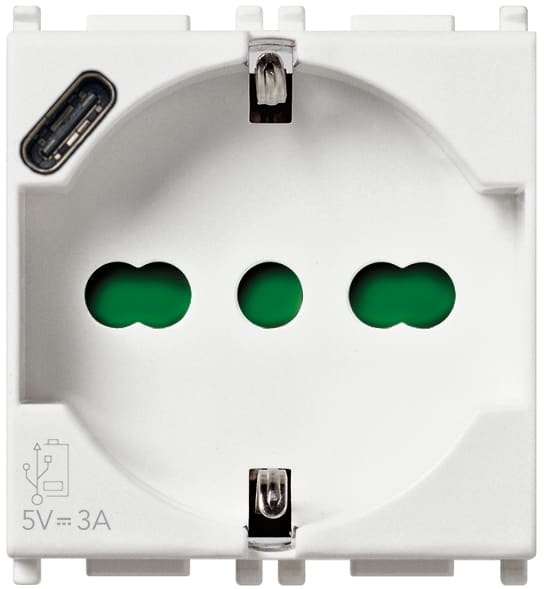 VIMAR SPA - VIW14210.USB PRESA 2P+T 16A UNIVERSALE + USB C BIANCO