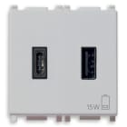 VIMAR SPA - VIW14295.AC.SL ALIMENTATORE USB A+C 15W 3A 5V 2M SILVER