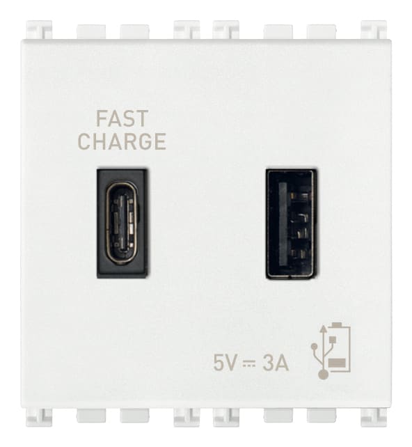 VIMAR SPA - VIW19295.AC.AB.B ALIMENTATORE USB A+C 15W3A5V2M ANTIB.B