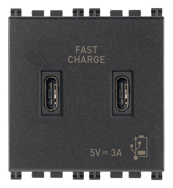 VIMAR SPA - VIW19295.CC ALIMENTATORE USB C+C 15W 3A 5V 2M GRIGIO