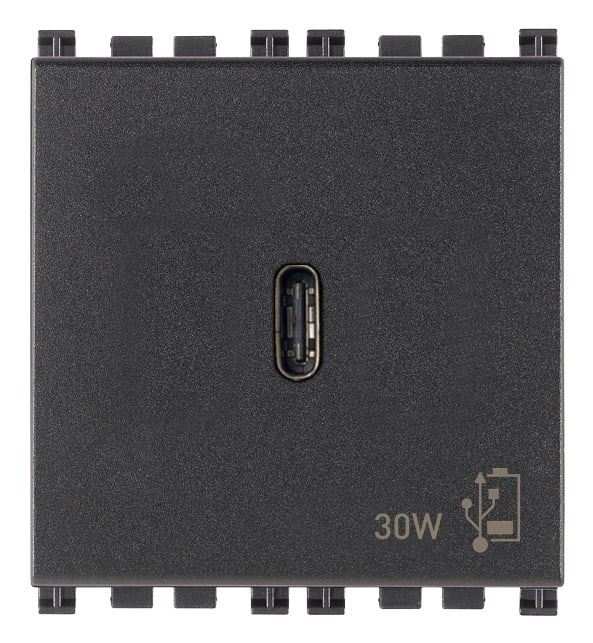 VIMAR SPA - VIW19298 ALIMENTATORE USB C 30W PD GRIGIO