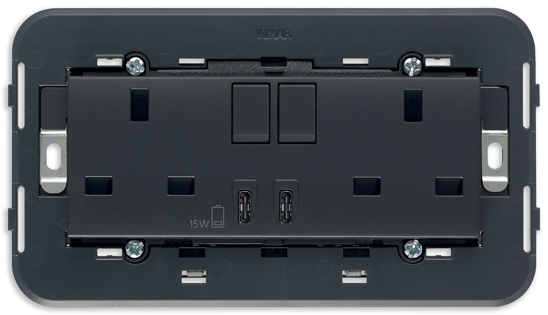 VIMAR SPA - VIW20224.CC 2 PRESE 2P+T 13A BS +INT +USB C+C GRIGIO