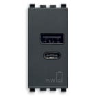 VIMAR SPA - VIW20292.AC.15 ALIMENTATORE USB A+C 15W 5V 1M GRIGIO