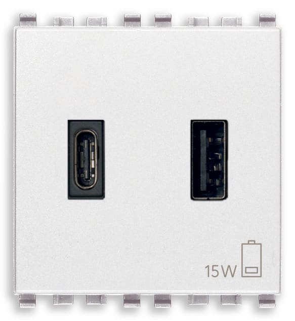 VIMAR SPA - VIW20295.AC.B ALIMENTATORE USB A+C 15W 3A 5V 2M BIANCO