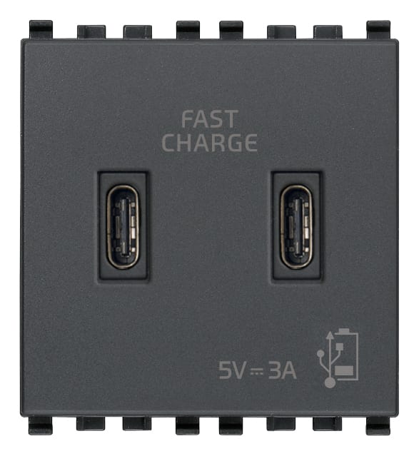 VIMAR SPA - VIW20295.CC ALIMENTATORE USB C+C 15W 3A 5V 2M GRIGIO