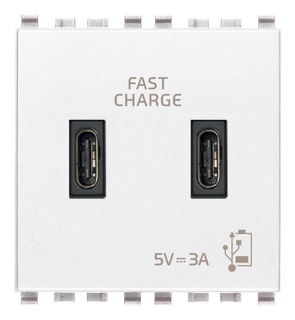 VIMAR SPA - VIW20295.CC.B ALIMENTATORE USB C+C 15W 3A 5V 2M BIANCO