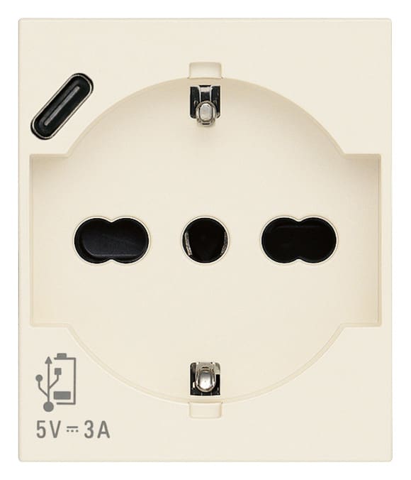 VIMAR SPA - VIW30210.USBC PRESA 2P+T 16A UNIVERSALE + USB C CANAPA