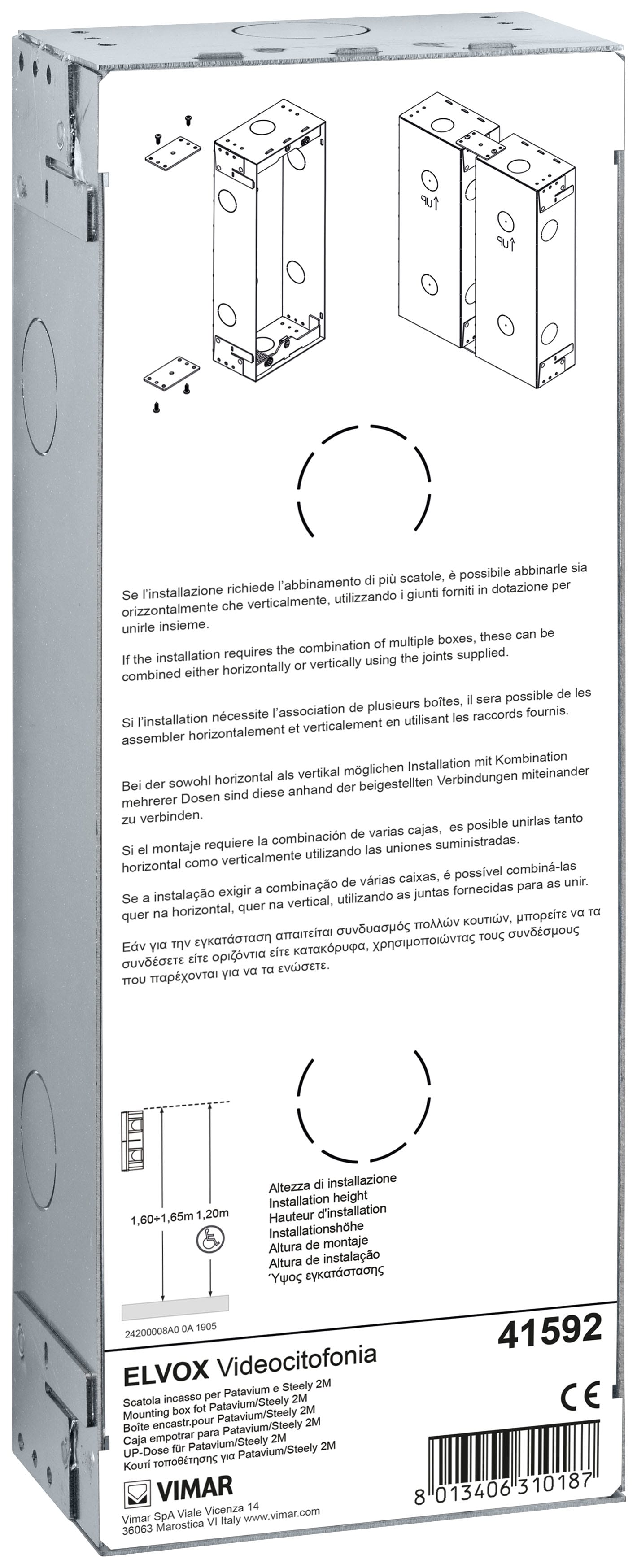 VIMAR SPA - VIW41592 SCATOLA INCASSO PER PATAVIUM E STEELY 2M