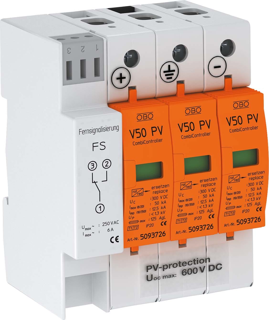 OBO BETTERMANN - OBO5093625 V50-B+C 3PHFS600 LIMITATORE SOVRATENS V5