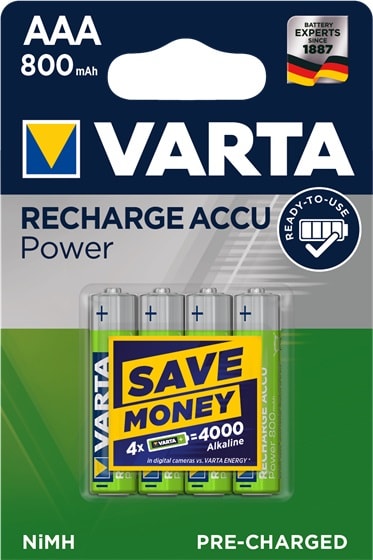 VARTA CONSUMER BATT - VAT56703101404 AAA (MINISTILO) RECHA ACCU POWER X4 800