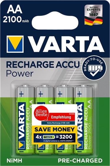 VARTA CONSUMER BATT - VAT56706101404 AA (STILO) RECHARGE ACCU POWER X4 2100 M