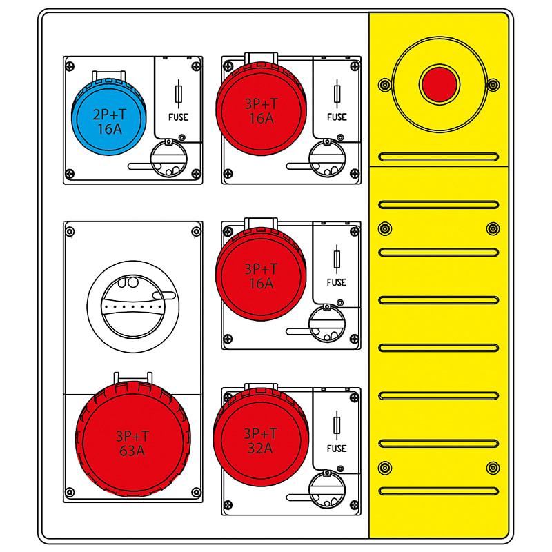 SCAME PARRE SPA - SCA657.5935-018 MBOX3 S/PORTA PR.OMNIA C/FUS+63A +EMERG.