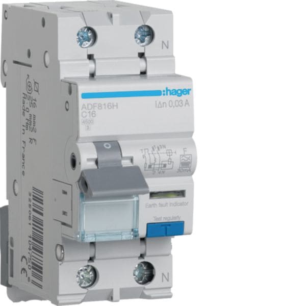 HAGER - HAGADF816H DIFF MAGN ACC 1P+N 30MA F 16A 4,5KA C 2M