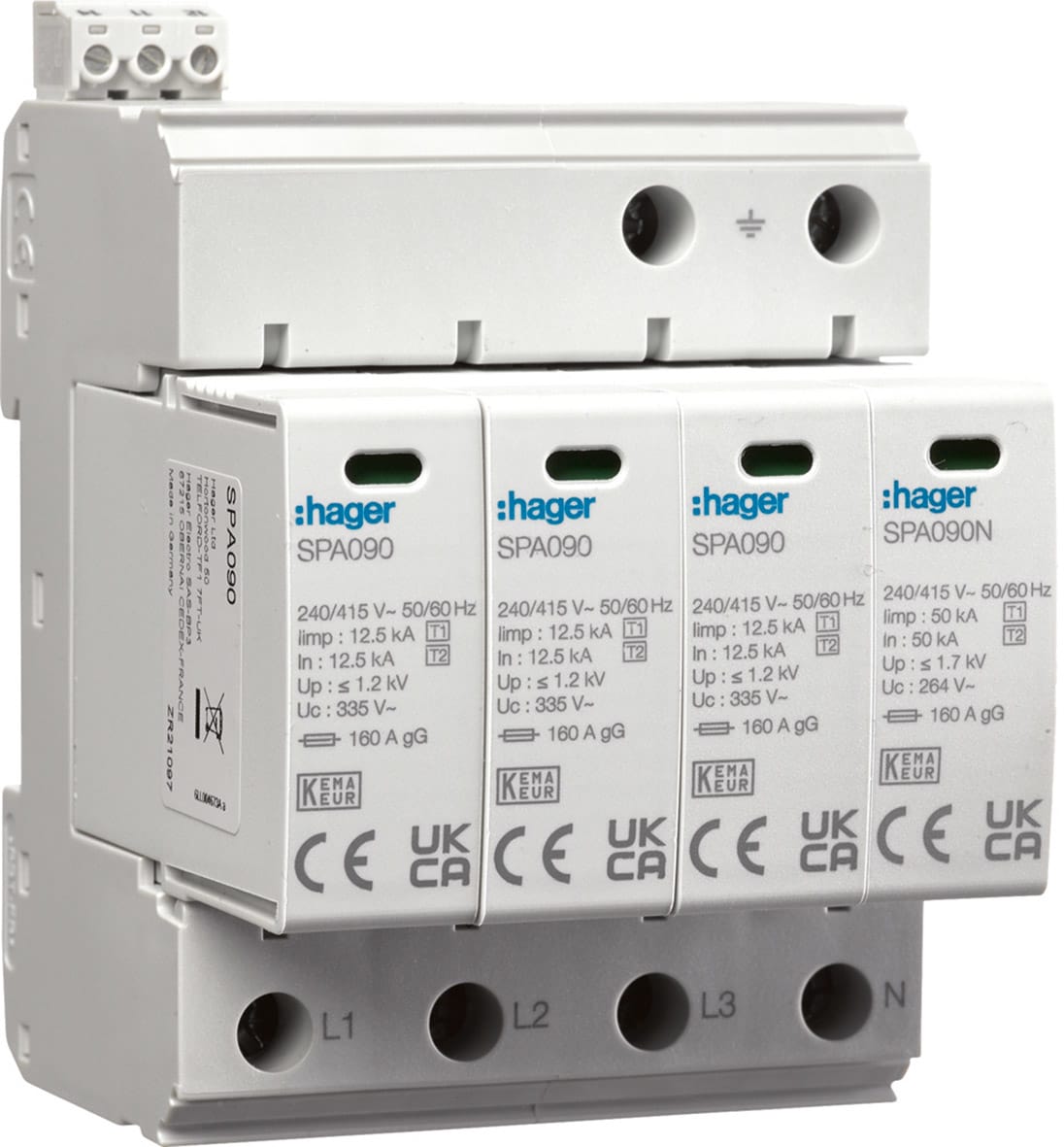 HAGER - HAGSPA931 SPD T1+T2 4P TN-S/TT 50KA CON CONT AUX