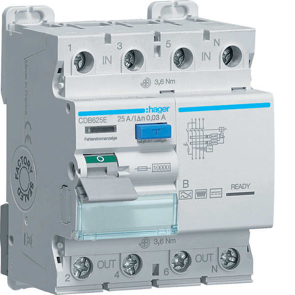 HAGER - HAGCDB625E INT DIFF ACC 4P 30MA 25A B 4M