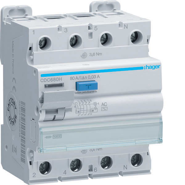 HAGER - HAGCDC680H INT DIFF ACC 4P 30MA 80A AC 4M