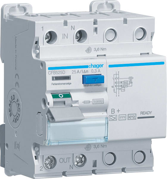 HAGER - HAGCFB525D INT DIFF ACC 2P 300MA 25A B+ 4M