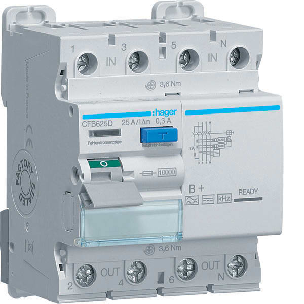 HAGER - HAGCFB625D INT DIFF ACC 4P 300MA 25A B+ 4M
