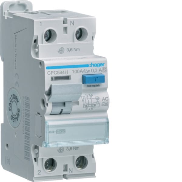 HAGER - HAGCPC584H INT DIFF ACC 2P 300MA 100A AC SEL 2M