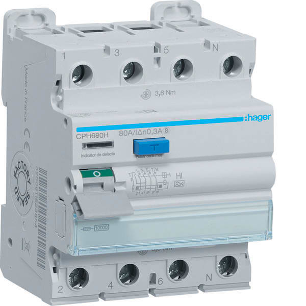 HAGER - HAGCPH680H INT DIFF ACC 4P 300MA 80A A HI SEL 4M