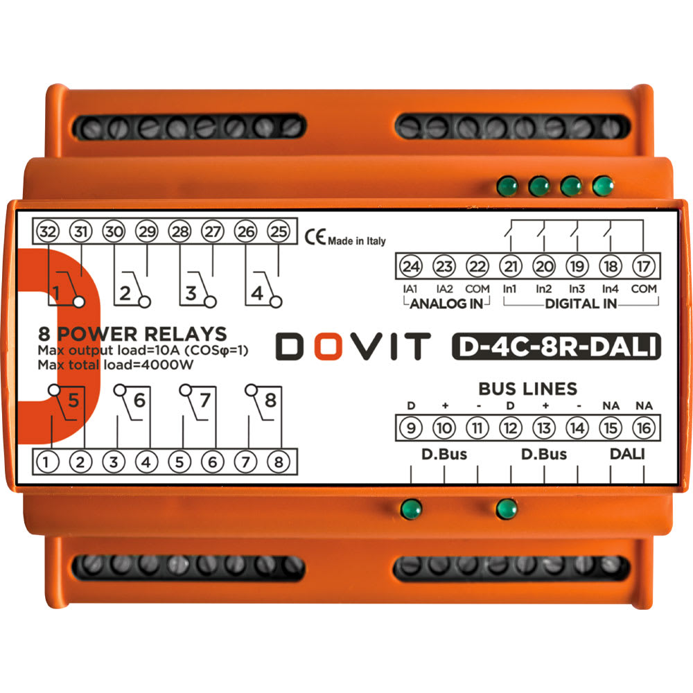 DOVIT - DOVD-4C-8R-DALI MODULO DUAL BUS, 4 INGRESSI DIGITALI, 8